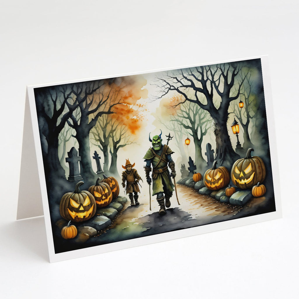 Orcs Spooky Halloween Greeting Cards Pack of 8 Blank Cards with Envelopes Whimsical A7 Size 5x7