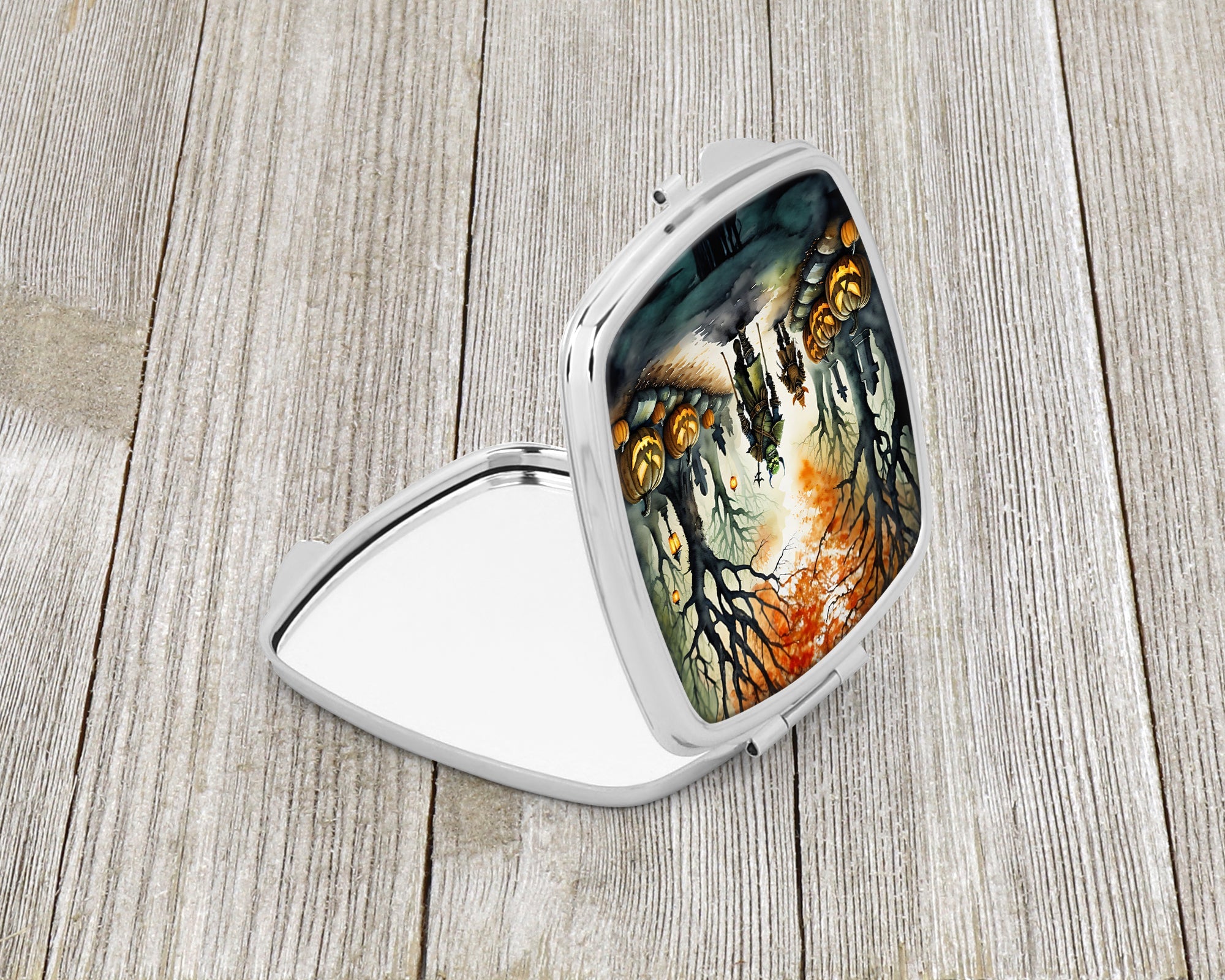 Orcs Spooky Halloween Compact Mirror Decorative Travel Makeup Mirror for Women Girls Gifts Pocket Makeup Mirror Folding Handheld