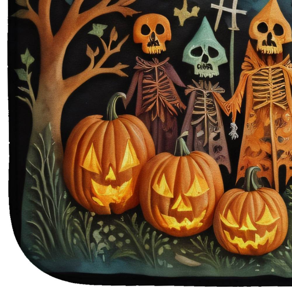 Papel Picado Skeletons Spooky Halloween Dish Drying Mat Absorbent Dish Drying Mat Pad for Kitchen Counter Dish Drainer Mat for Countertop, 14 x 21", Multicolor