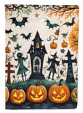 Papel Picado Skeletons Spooky Halloween House Flag 28x40 Porch Sleeve Pole Decorative Outside Yard Banner Artwork Wall Hanging, Polyester