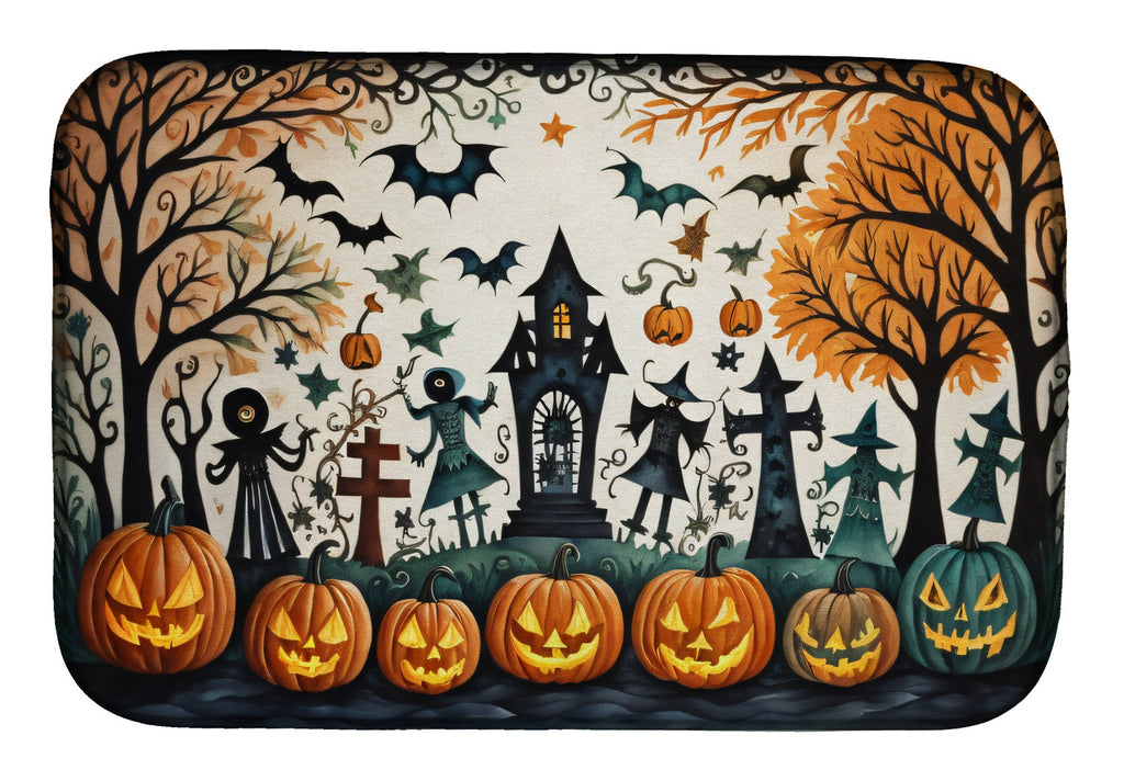 Papel Picado Skeletons Spooky Halloween Dish Drying Mat Absorbent Dish Drying Mat Pad for Kitchen Counter Dish Drainer Mat for Countertop, 14 x 21", Multicolor