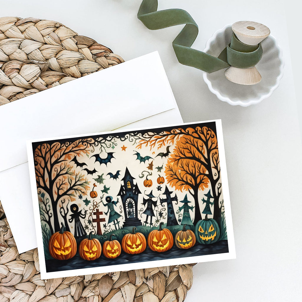 Papel Picado Skeletons Spooky Halloween Greeting Cards Pack of 8 Blank Cards with Envelopes Whimsical A7 Size 5x7