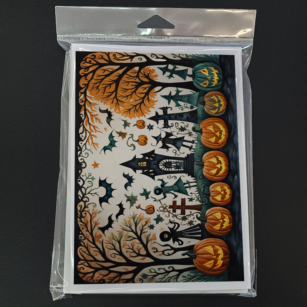Papel Picado Skeletons Spooky Halloween Greeting Cards Pack of 8 Blank Cards with Envelopes Whimsical A7 Size 5x7