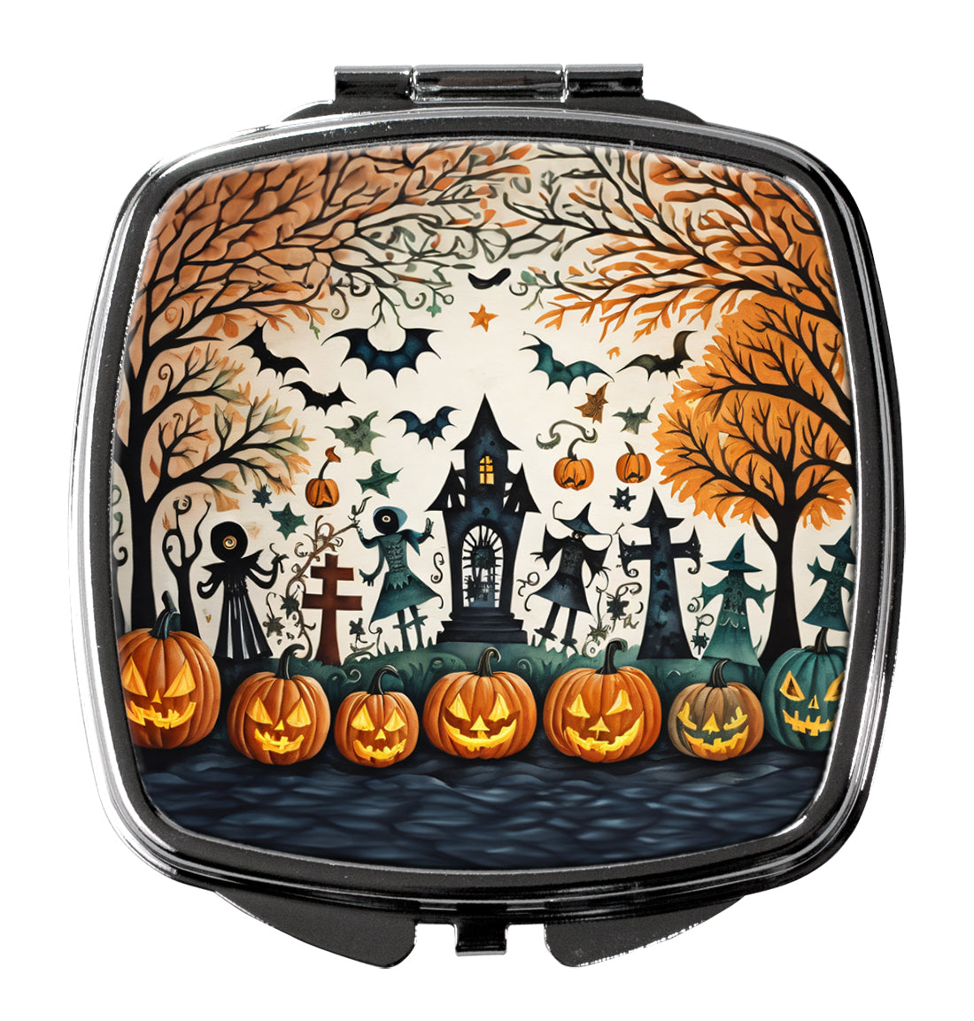 Papel Picado Skeletons Spooky Halloween Compact Mirror Decorative Travel Makeup Mirror for Women Girls Gifts Pocket Makeup Mirror Folding Handheld