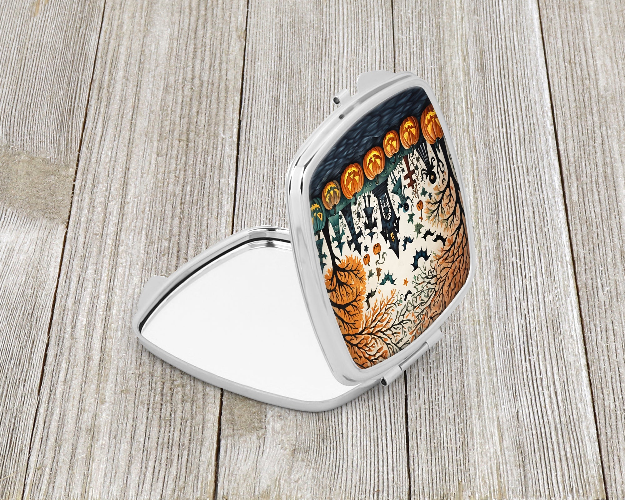 Papel Picado Skeletons Spooky Halloween Compact Mirror Decorative Travel Makeup Mirror for Women Girls Gifts Pocket Makeup Mirror Folding Handheld