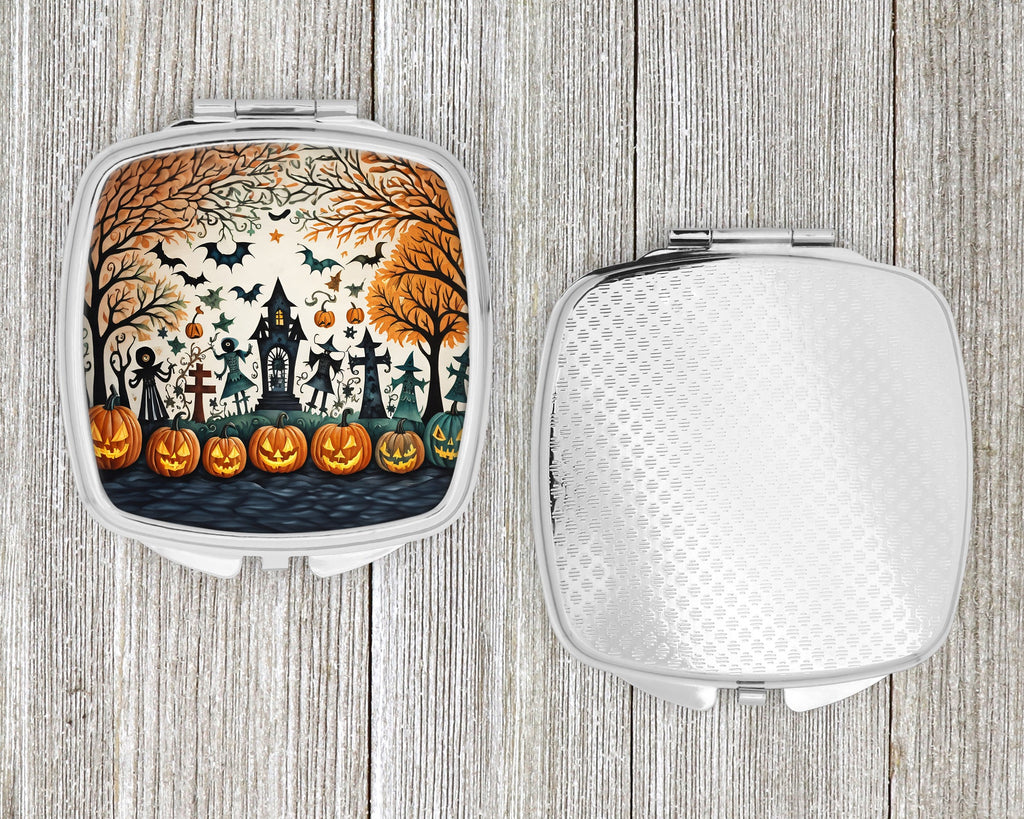 Papel Picado Skeletons Spooky Halloween Compact Mirror Decorative Travel Makeup Mirror for Women Girls Gifts Pocket Makeup Mirror Folding Handheld
