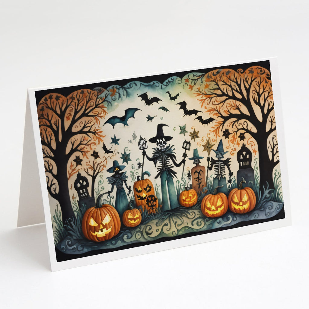 Papel Picado Skeletons Spooky Halloween Greeting Cards Pack of 8 Blank Cards with Envelopes Whimsical A7 Size 5x7