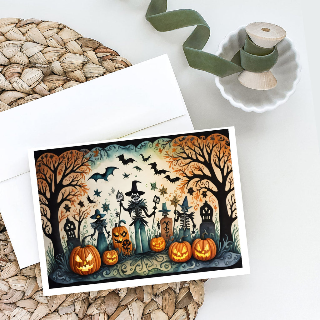 Papel Picado Skeletons Spooky Halloween Greeting Cards Pack of 8 Blank Cards with Envelopes Whimsical A7 Size 5x7
