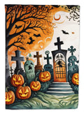 Papel Picado Skeletons Spooky Halloween House Flag 28x40 Porch Sleeve Pole Decorative Outside Yard Banner Artwork Wall Hanging, Polyester