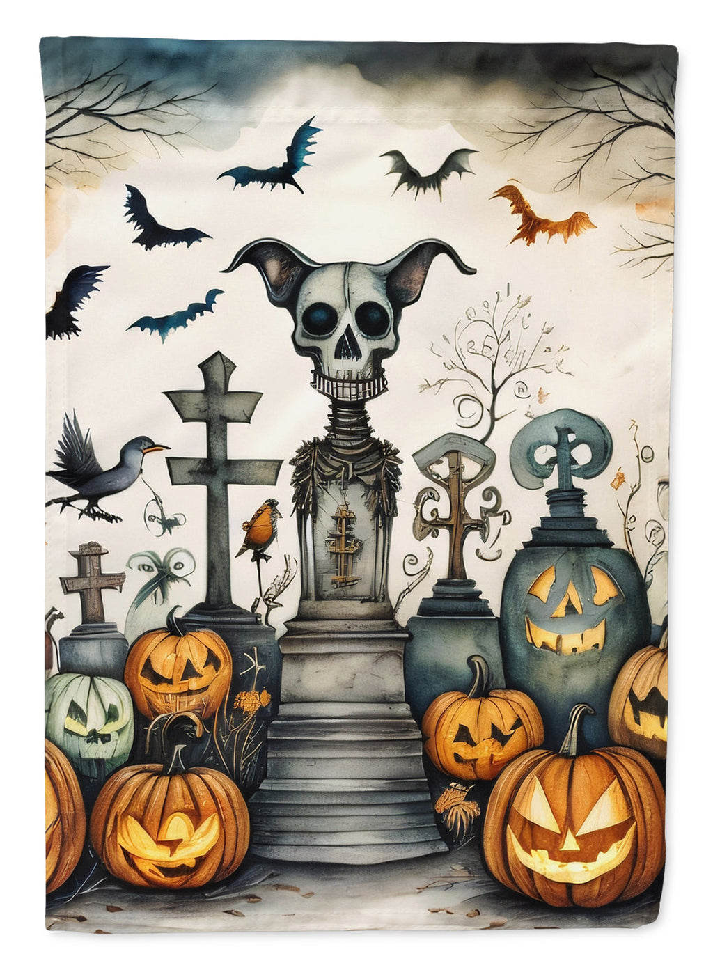 Pet Cemetery Spooky Halloween House Flag 28x40 Porch Sleeve Pole Decorative Outside Yard Banner Artwork Wall Hanging, Polyester