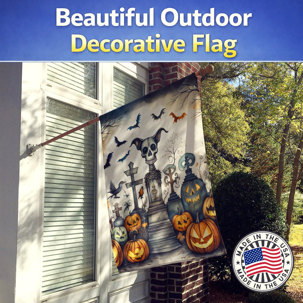 Pet Cemetery Spooky Halloween House Flag 28x40 Porch Sleeve Pole Decorative Outside Yard Banner Artwork Wall Hanging, Polyester