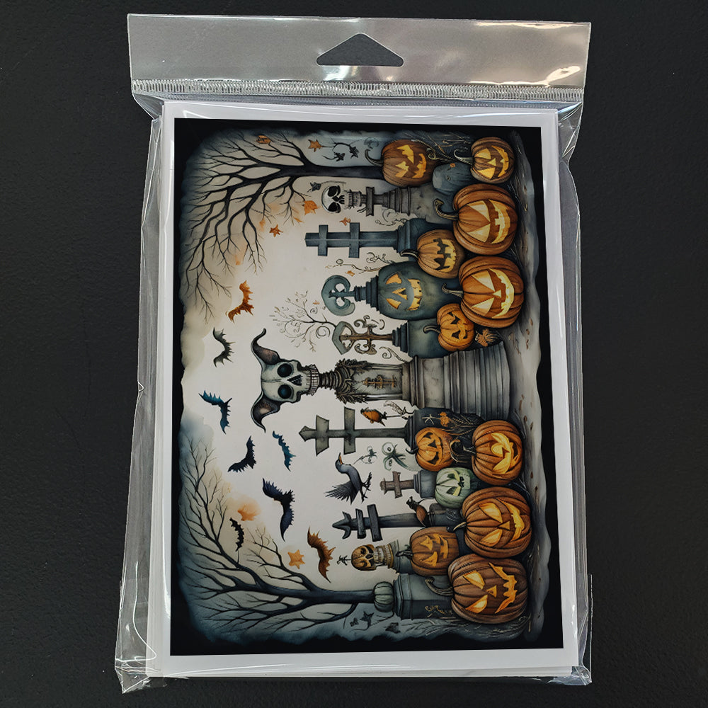 Pet Cemetery Spooky Halloween Greeting Cards Pack of 8 Blank Cards with Envelopes Whimsical A7 Size 5x7