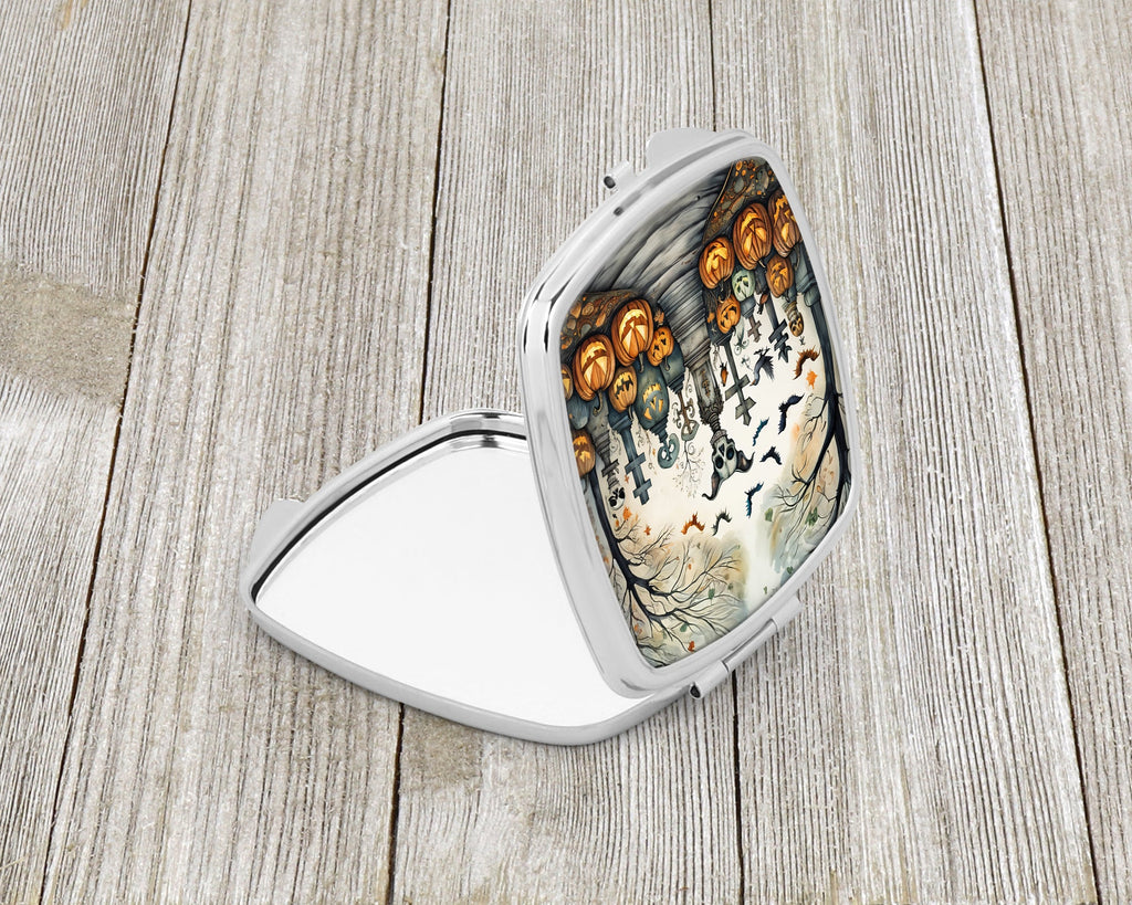 Pet Cemetery Spooky Halloween Compact Mirror Decorative Travel Makeup Mirror for Women Girls Gifts Pocket Makeup Mirror Folding Handheld