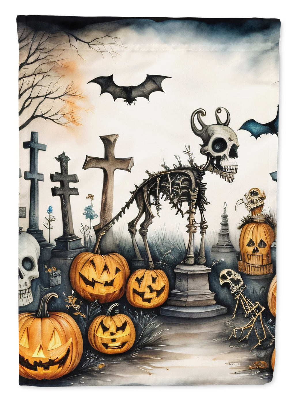 Pet Cemetery Spooky Halloween House Flag 28x40 Porch Sleeve Pole Decorative Outside Yard Banner Artwork Wall Hanging, Polyester
