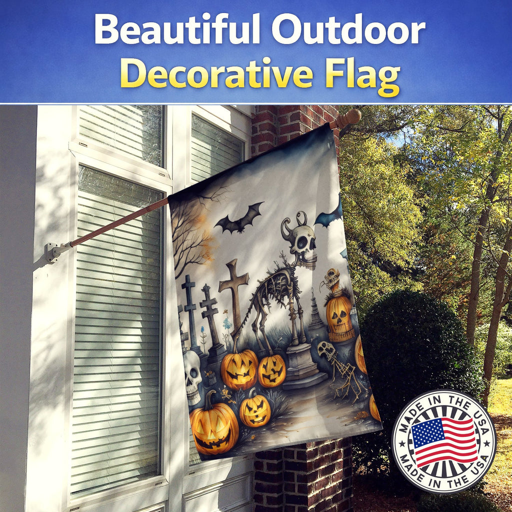 Pet Cemetery Spooky Halloween House Flag 28x40 Porch Sleeve Pole Decorative Outside Yard Banner Artwork Wall Hanging, Polyester