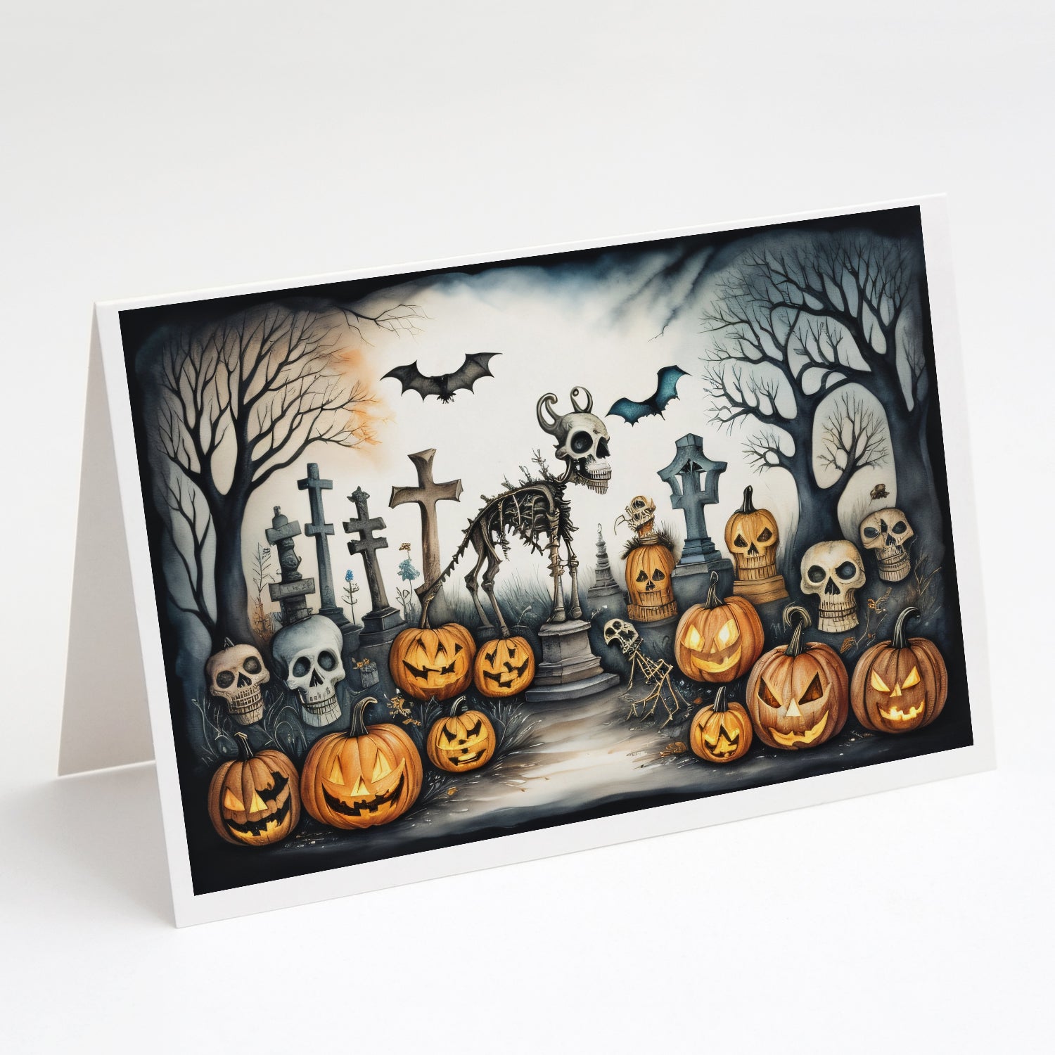 Pet Cemetery Spooky Halloween Greeting Cards Pack of 8 Blank Cards with Envelopes Whimsical A7 Size 5x7