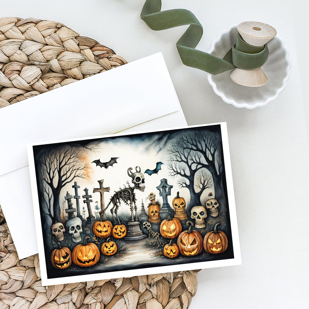 Pet Cemetery Spooky Halloween Greeting Cards Pack of 8 Blank Cards with Envelopes Whimsical A7 Size 5x7