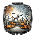 Pet Cemetery Spooky Halloween Compact Mirror Decorative Travel Makeup Mirror for Women Girls Gifts Pocket Makeup Mirror Folding Handheld