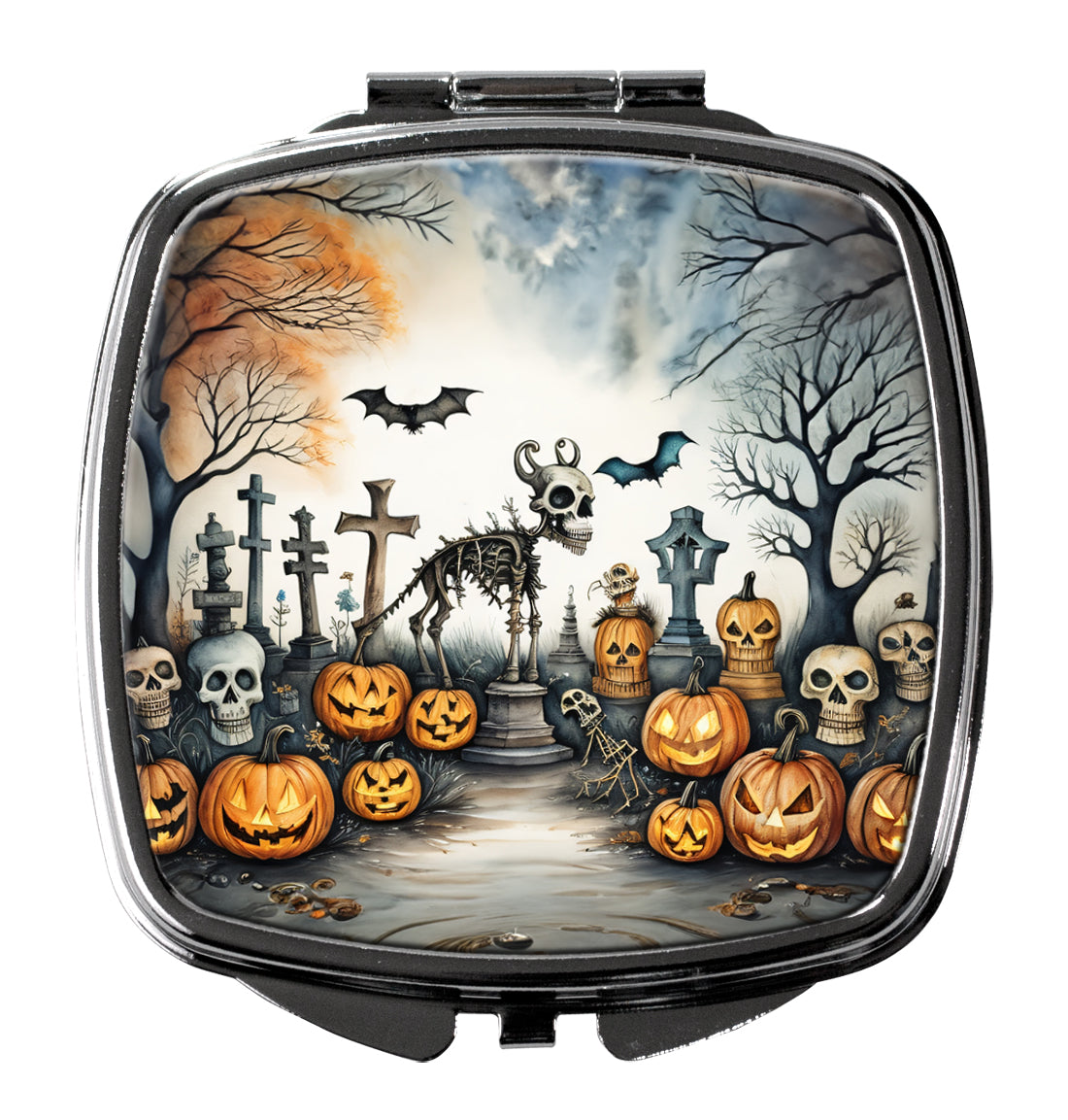 Pet Cemetery Spooky Halloween Compact Mirror Decorative Travel Makeup Mirror for Women Girls Gifts Pocket Makeup Mirror Folding Handheld