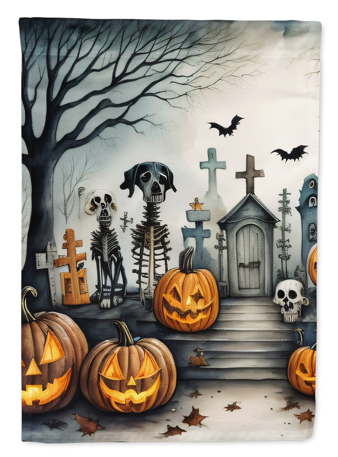 Pet Cemetery Spooky Halloween House Flag 28x40 Porch Sleeve Pole Decorative Outside Yard Banner Artwork Wall Hanging, Polyester