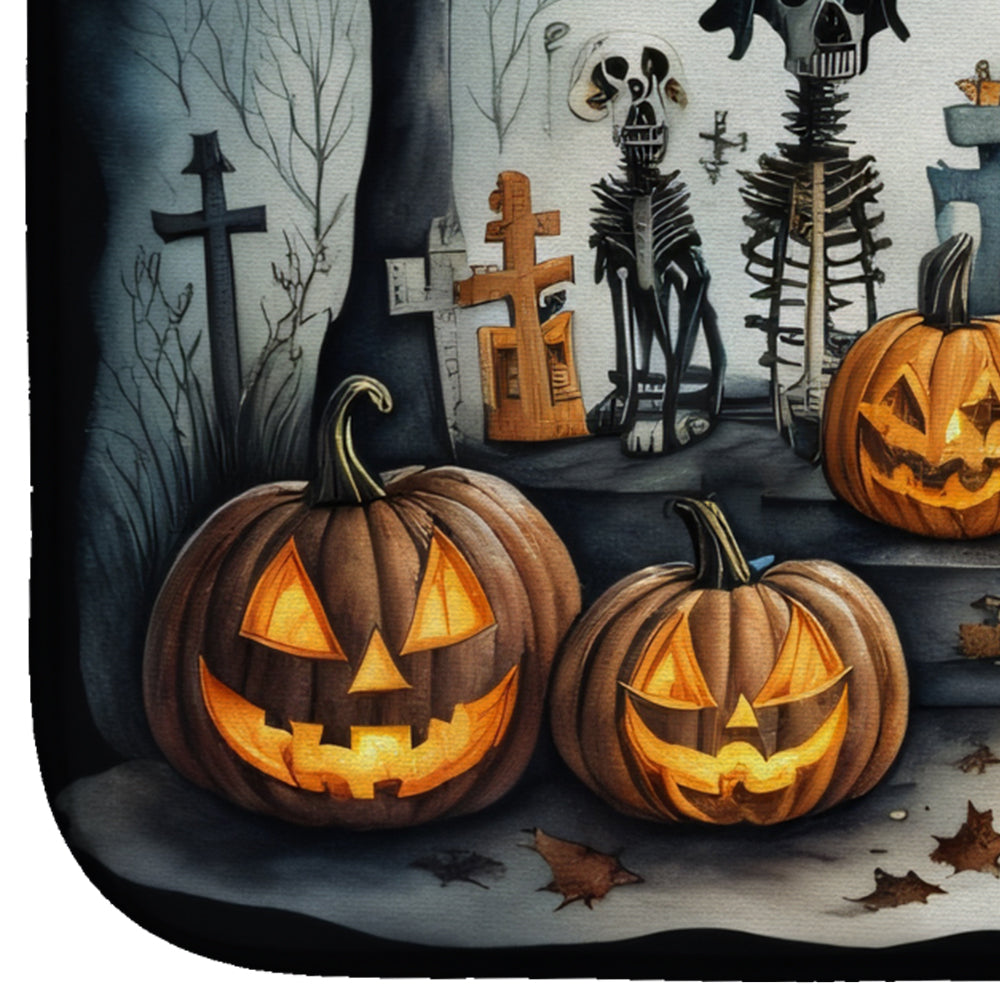 Pet Cemetery Spooky Halloween Dish Drying Mat Absorbent Dish Drying Mat Pad for Kitchen Counter Dish Drainer Mat for Countertop, 14 x 21", Multicolor