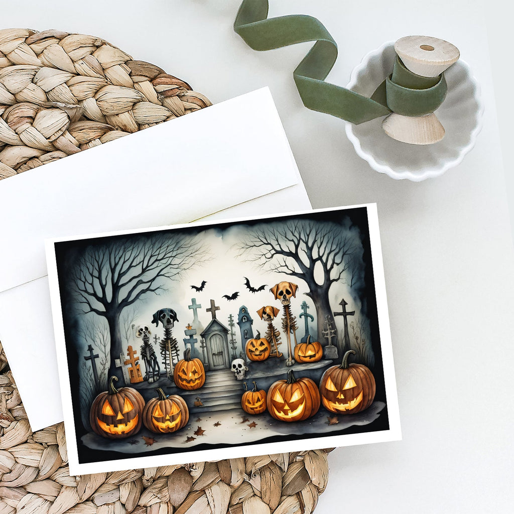 Pet Cemetery Spooky Halloween Greeting Cards Pack of 8 Blank Cards with Envelopes Whimsical A7 Size 5x7