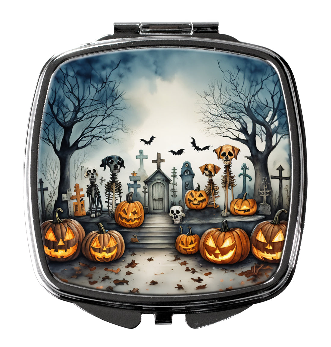 Pet Cemetery Spooky Halloween Compact Mirror Decorative Travel Makeup Mirror for Women Girls Gifts Pocket Makeup Mirror Folding Handheld