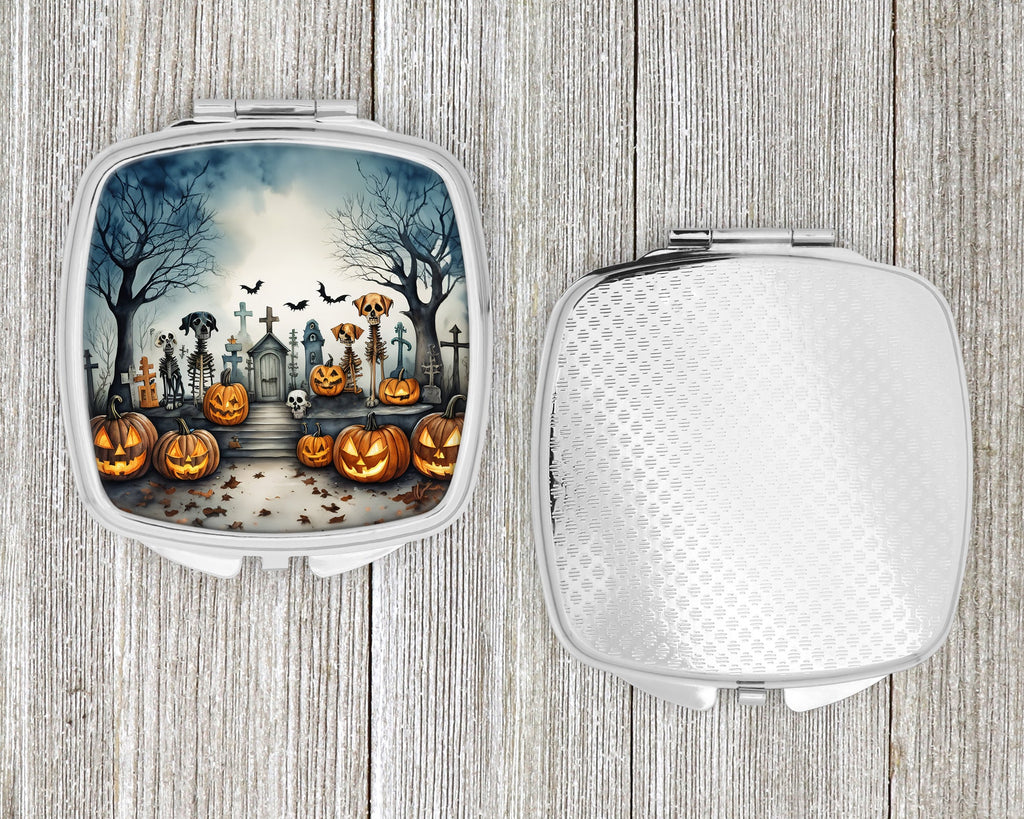 Pet Cemetery Spooky Halloween Compact Mirror Decorative Travel Makeup Mirror for Women Girls Gifts Pocket Makeup Mirror Folding Handheld