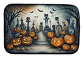 Cat Cemetery Spooky Halloween Dish Drying Mat Absorbent Dish Drying Mat Pad for Kitchen Counter Dish Drainer Mat for Countertop, 14 x 21", Multicolor