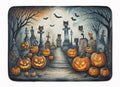 Cat Cemetery Spooky Halloween Memory Foam Kitchen Mat Machine Washable Anti-Fatigue Cushion Comfort Bath or Kitchen Rug