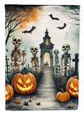 Skeleton Spooky Halloween House Flag 28x40 Porch Sleeve Pole Decorative Outside Yard Banner Artwork Wall Hanging, Polyester