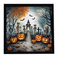 Skeleton Spooky Halloween Framed Metal Print Bathroom, Kitchen, Office, Home Decor Wall Art Ready to Hang, Square, 8X8