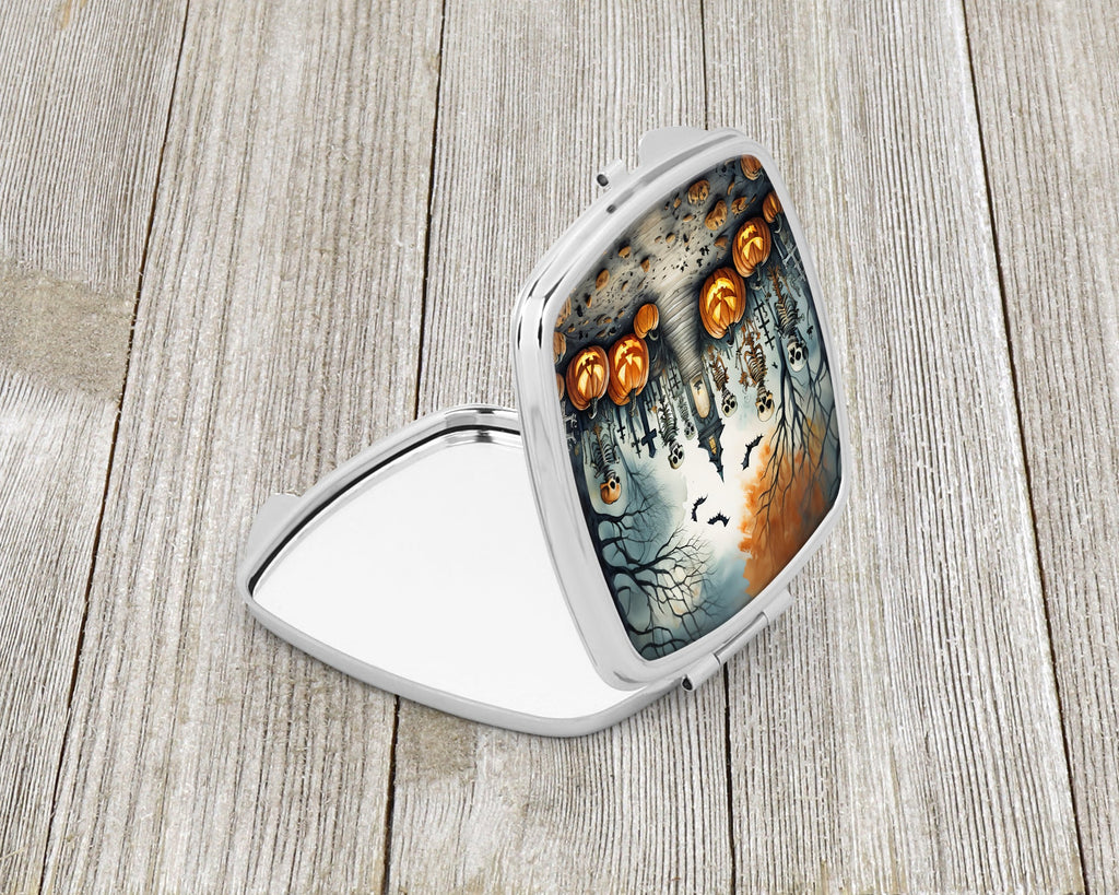 Skeleton Spooky Halloween Compact Mirror Decorative Travel Makeup Mirror for Women Girls Gifts Pocket Makeup Mirror Folding Handheld