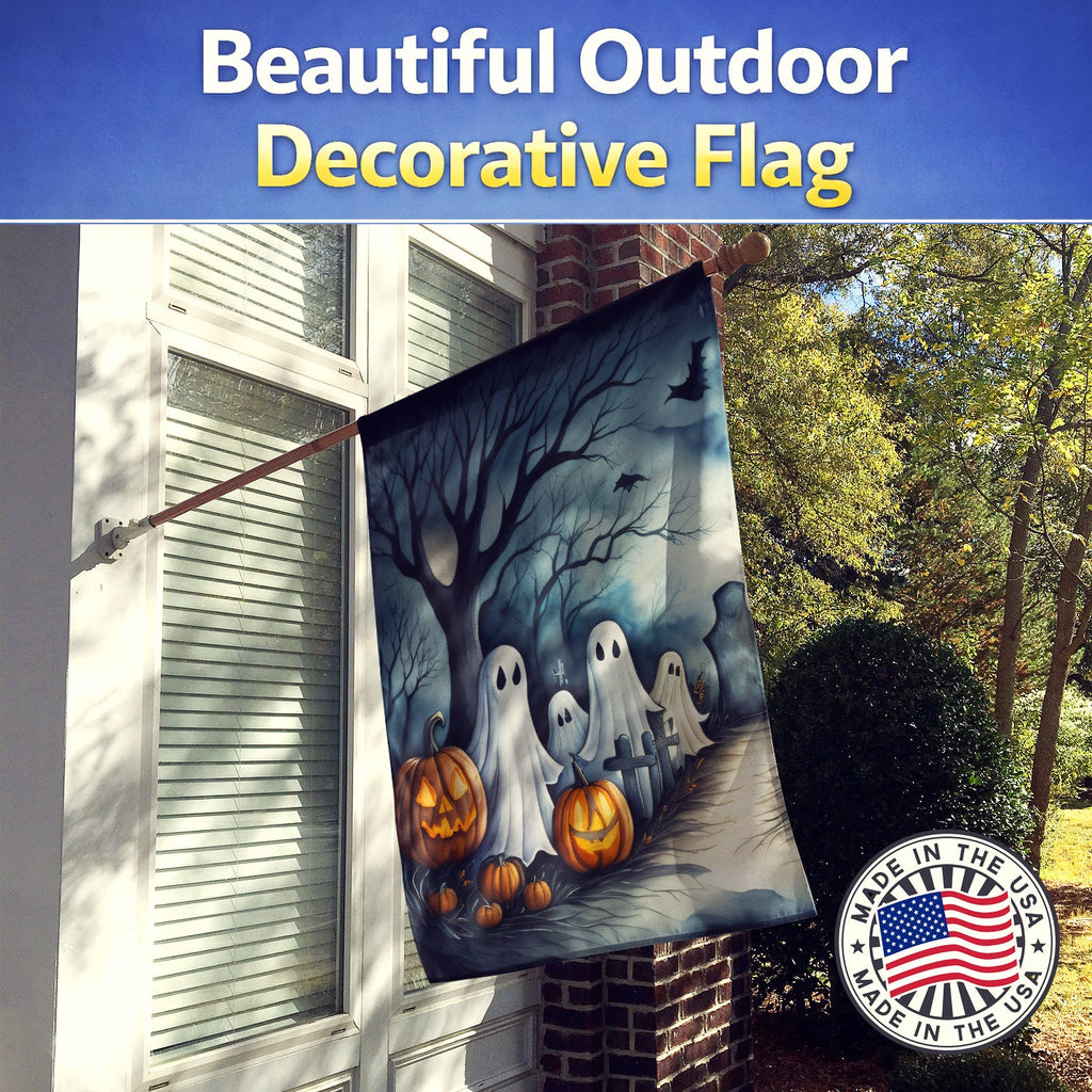 Ghosts Spooky Halloween House Flag 28x40 Porch Sleeve Pole Decorative Outside Yard Banner Artwork Wall Hanging, Polyester