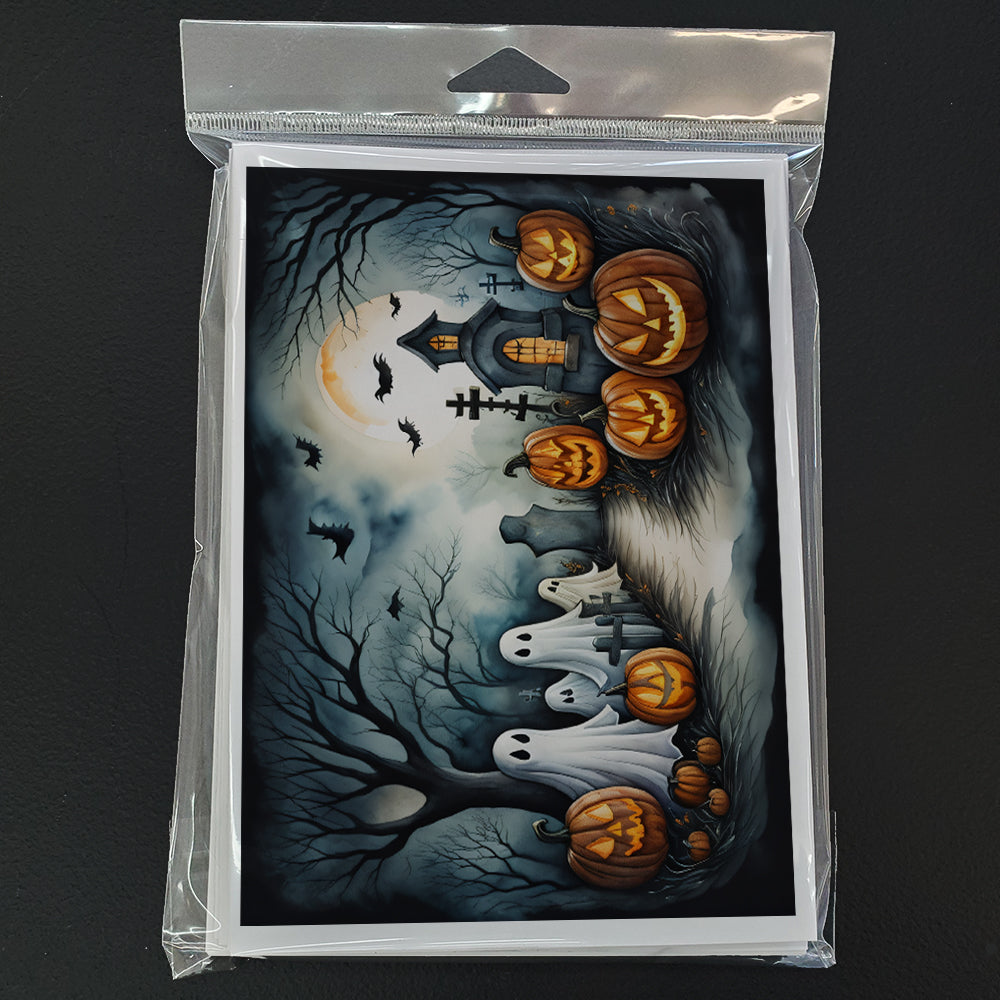 Ghosts Spooky Halloween Greeting Cards Pack of 8 Blank Cards with Envelopes Whimsical A7 Size 5x7