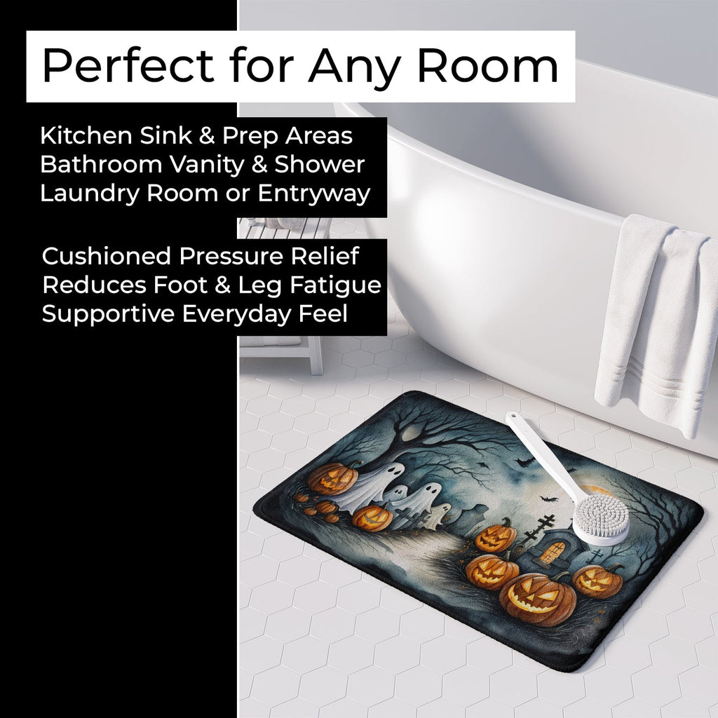 Ghosts Spooky Halloween Memory Foam Kitchen Mat Machine Washable Anti-Fatigue Cushion Comfort Bath or Kitchen Rug