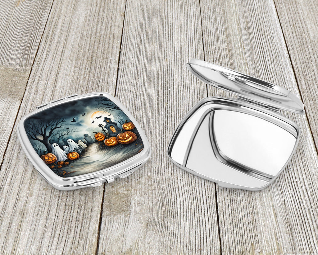 Ghosts Spooky Halloween Compact Mirror Decorative Travel Makeup Mirror for Women Girls Gifts Pocket Makeup Mirror Folding Handheld