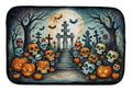 Calaveras Sugar Skulls Spooky Halloween Dish Drying Mat Absorbent Dish Drying Mat Pad for Kitchen Counter Dish Drainer Mat for Countertop, 14 x 21", Multicolor