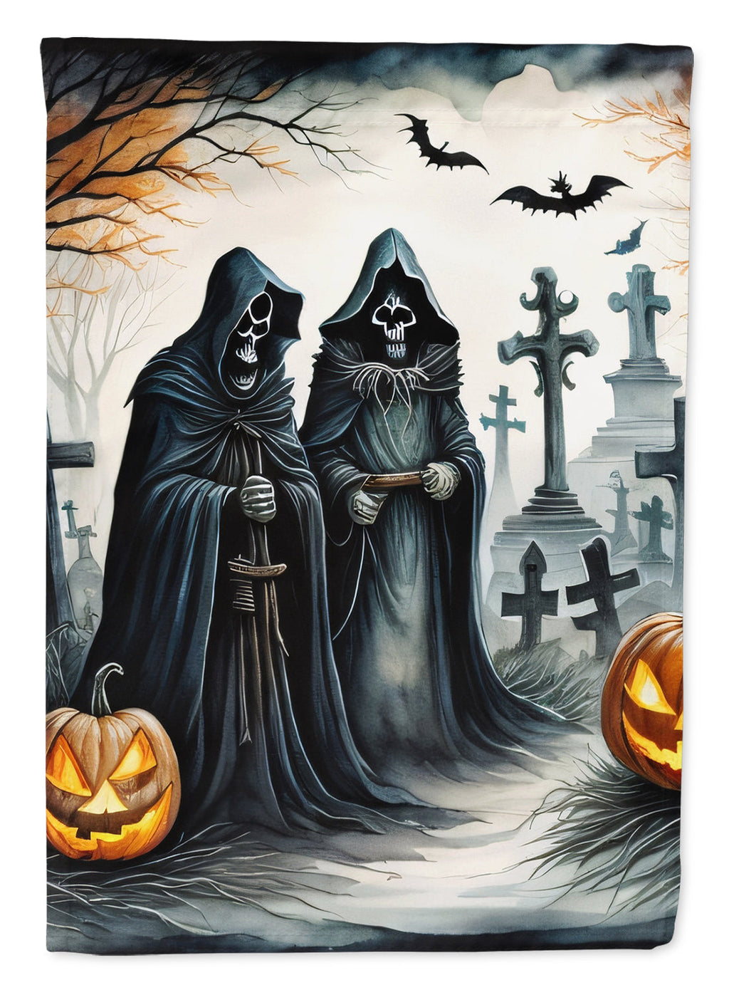 The Grim Reaper Spooky Halloween House Flag 28x40 Porch Sleeve Pole Decorative Outside Yard Banner Artwork Wall Hanging, Polyester