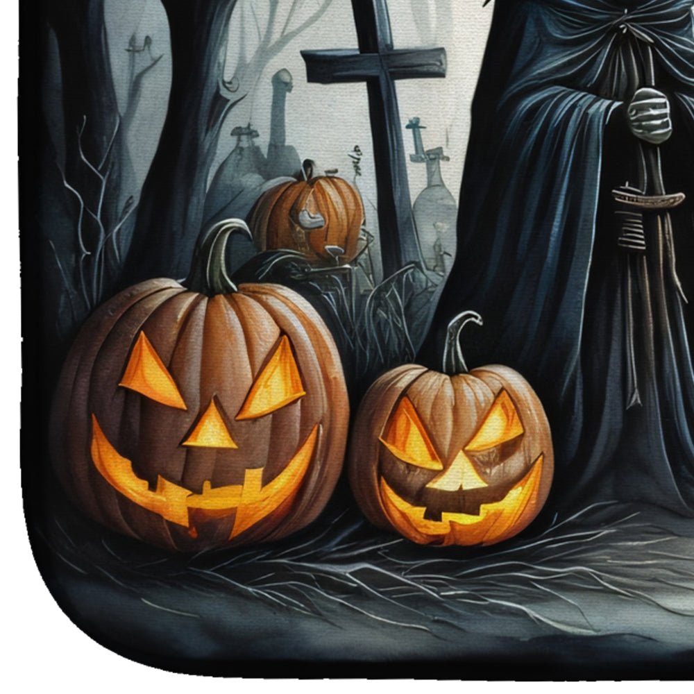 The Grim Reaper Spooky Halloween Dish Drying Mat Absorbent Dish Drying Mat Pad for Kitchen Counter Dish Drainer Mat for Countertop, 14 x 21", Multicolor