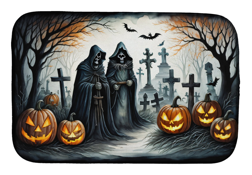 The Grim Reaper Spooky Halloween Dish Drying Mat Absorbent Dish Drying Mat Pad for Kitchen Counter Dish Drainer Mat for Countertop, 14 x 21", Multicolor