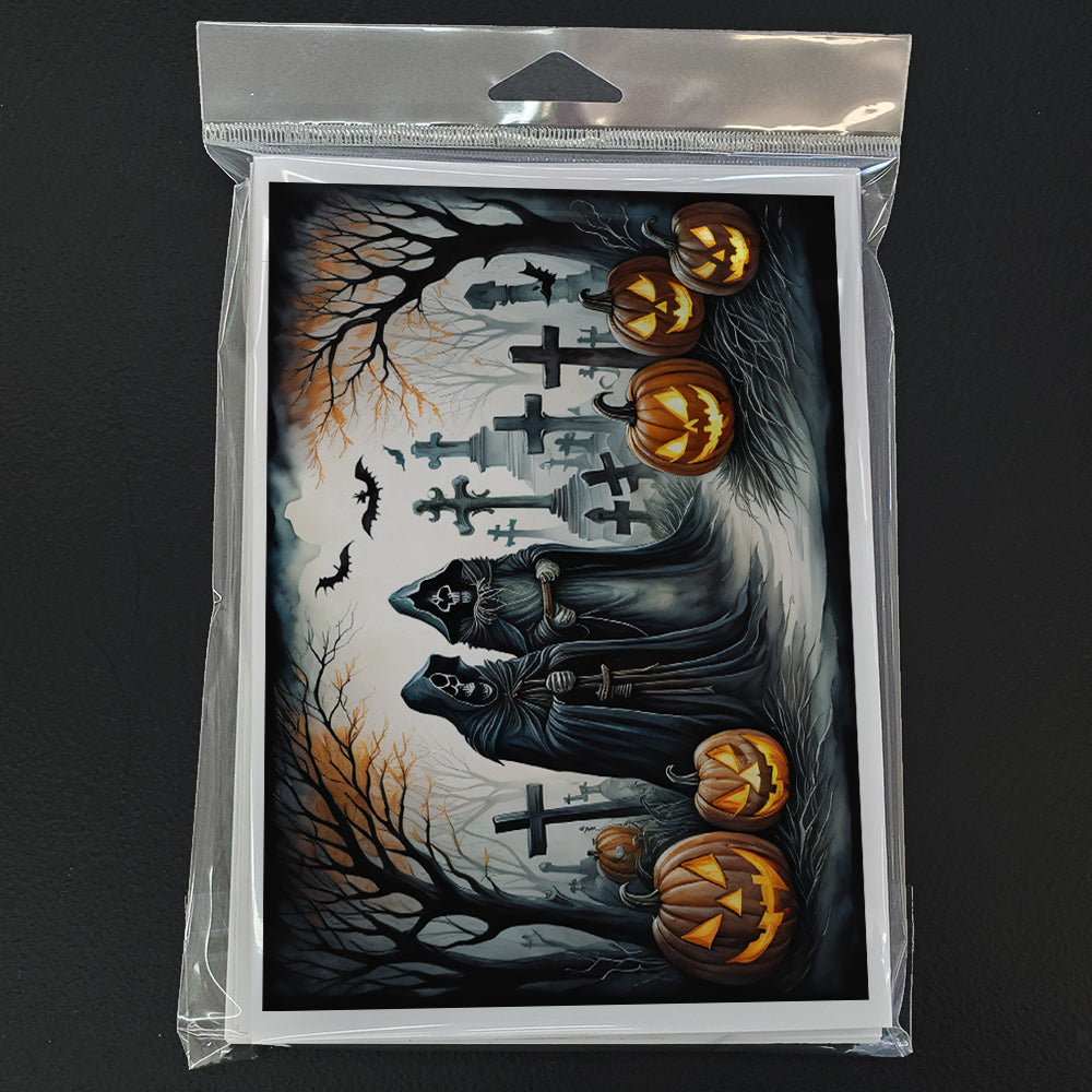 The Grim Reaper Spooky Halloween Greeting Cards Pack of 8 Blank Cards with Envelopes Whimsical A7 Size 5x7