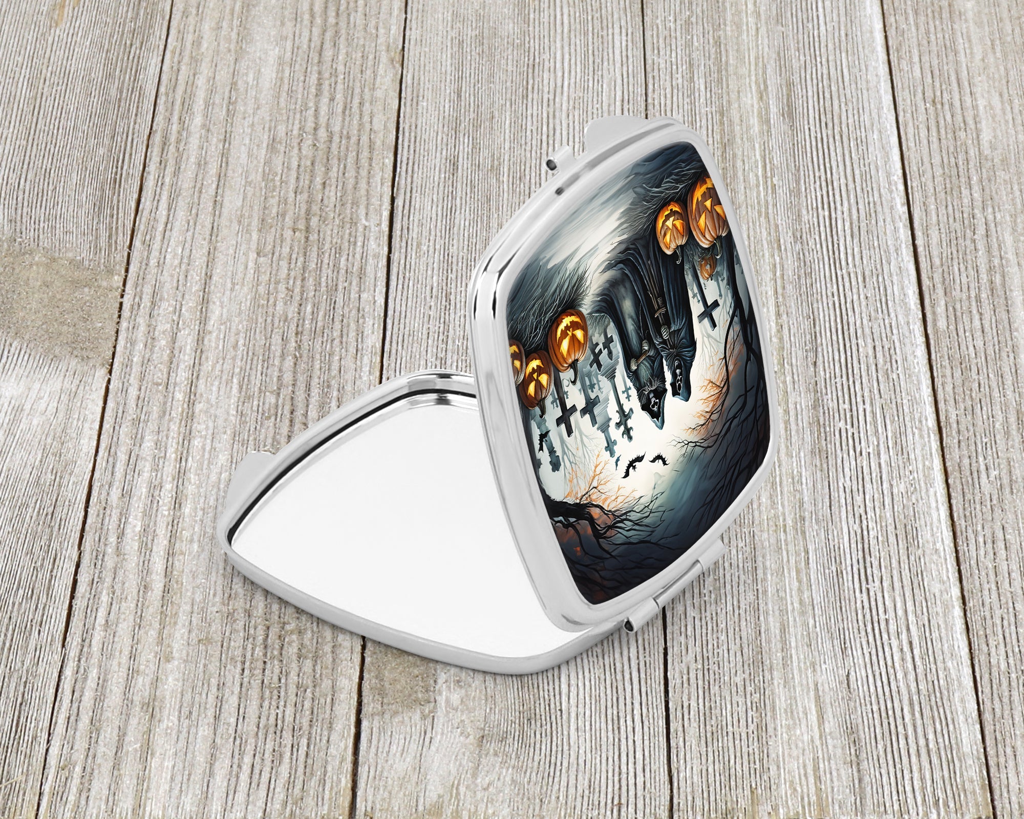 The Grim Reaper Spooky Halloween Compact Mirror Decorative Travel Makeup Mirror for Women Girls Gifts Pocket Makeup Mirror Folding Handheld