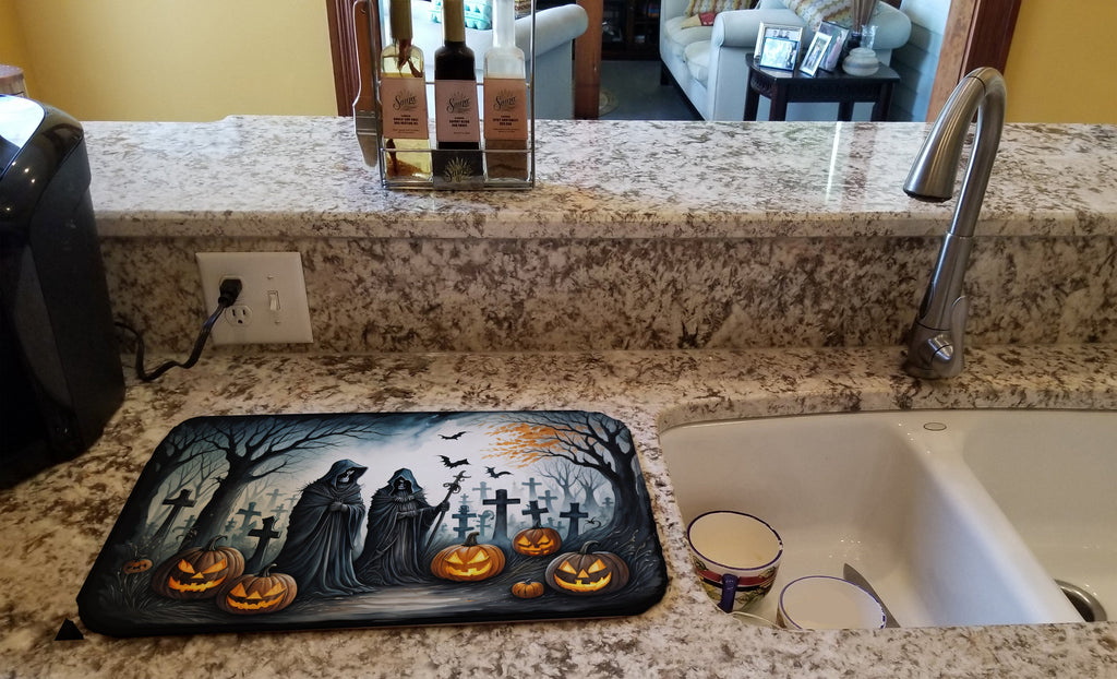 The Grim Reaper Spooky Halloween Dish Drying Mat Absorbent Dish Drying Mat Pad for Kitchen Counter Dish Drainer Mat for Countertop, 14 x 21", Multicolor
