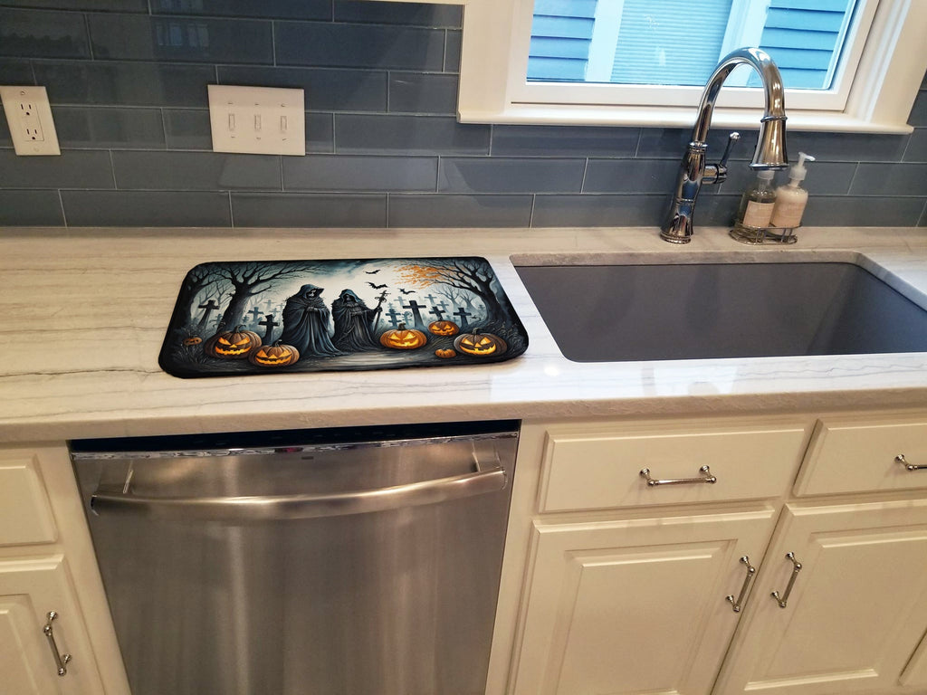 The Grim Reaper Spooky Halloween Dish Drying Mat Absorbent Dish Drying Mat Pad for Kitchen Counter Dish Drainer Mat for Countertop, 14 x 21", Multicolor