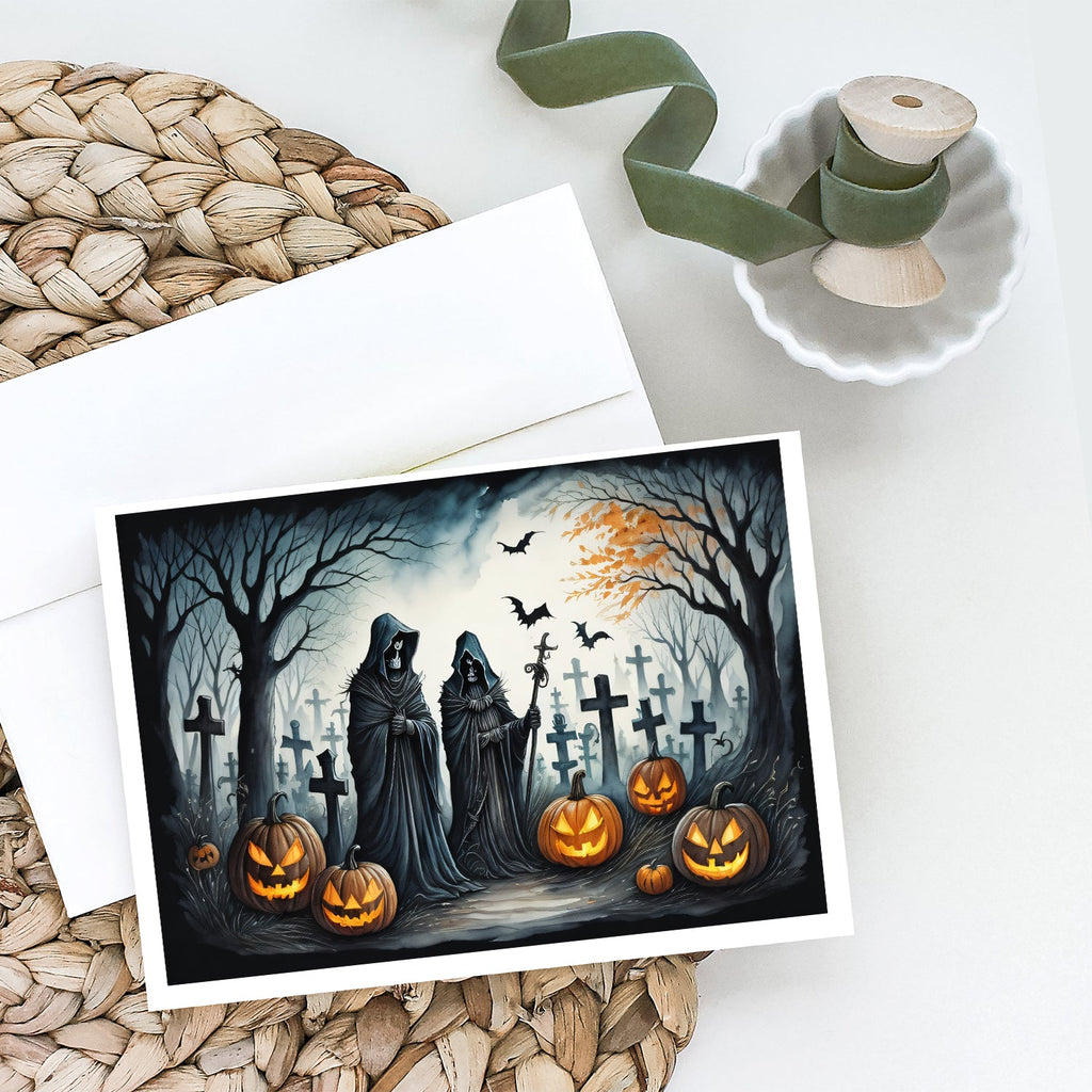 The Grim Reaper Spooky Halloween Greeting Cards Pack of 8 Blank Cards with Envelopes Whimsical A7 Size 5x7