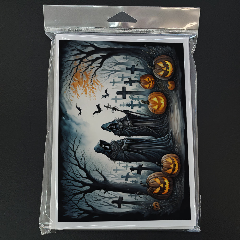 The Grim Reaper Spooky Halloween Greeting Cards Pack of 8 Blank Cards with Envelopes Whimsical A7 Size 5x7