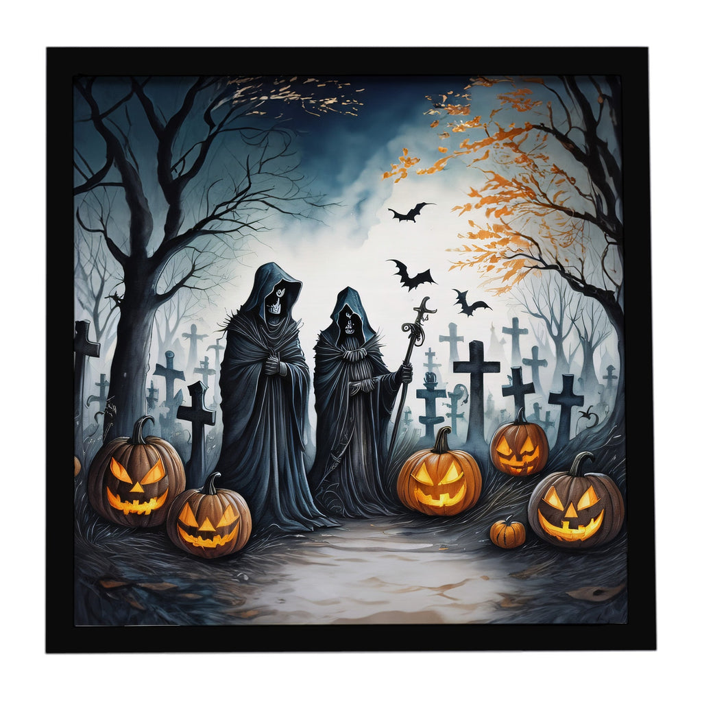 The Grim Reaper Spooky Halloween Framed Metal Print Bathroom, Kitchen, Office, Home Decor Wall Art Ready to Hang, Square, 8X8