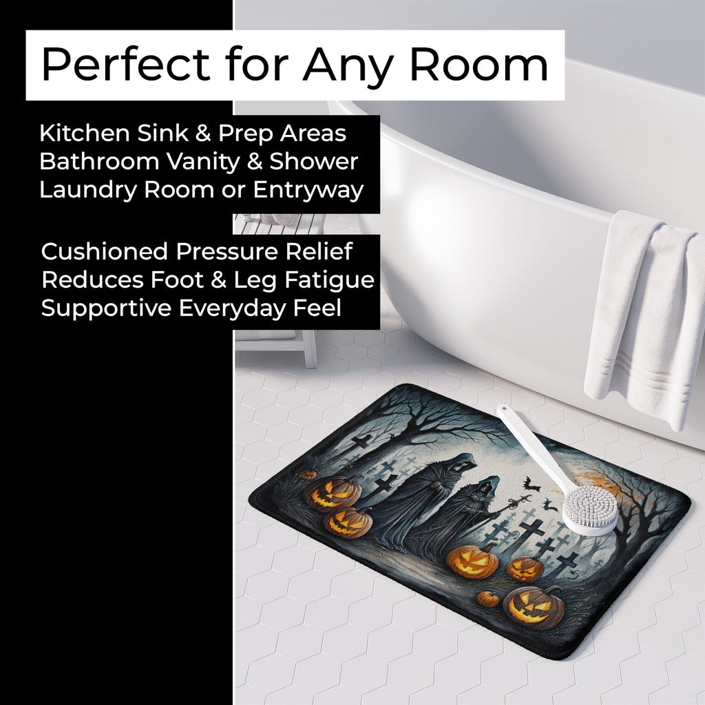 The Grim Reaper Spooky Halloween Memory Foam Kitchen Mat Machine Washable Anti-Fatigue Cushion Comfort Bath or Kitchen Rug