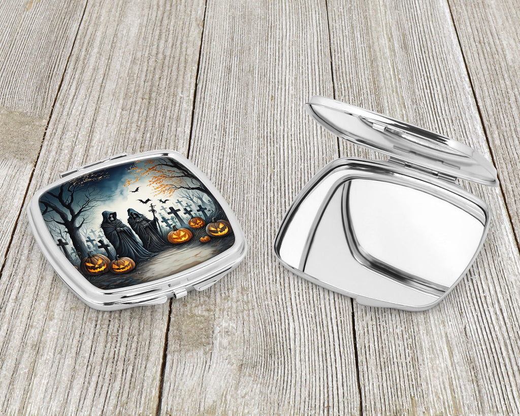 The Grim Reaper Spooky Halloween Compact Mirror Decorative Travel Makeup Mirror for Women Girls Gifts Pocket Makeup Mirror Folding Handheld